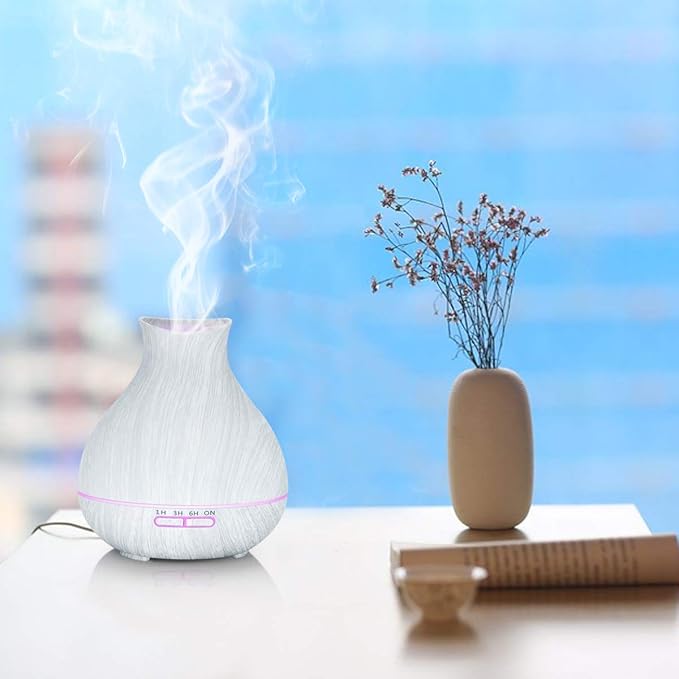 BZseed Aromatherapy Essential Oil Diffuser 550ml 12 Hours White Wood Grain - Image 5