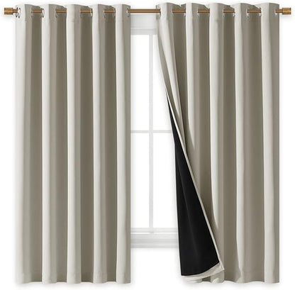 NICETOWN Natural 100% Blackout Lined Curtains, 2 Thick Layers Completely - Image 2