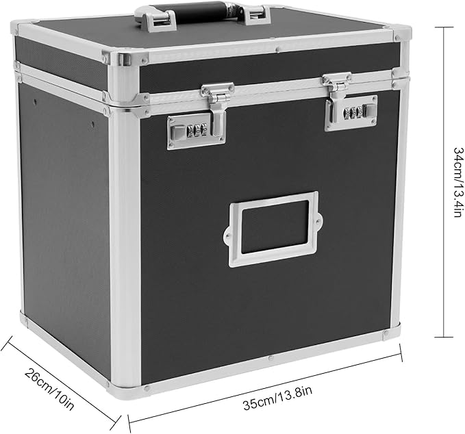Metal Locking File Organizer Box, 13.8*10*13.4 inch Portable Locking Storage - Image 7