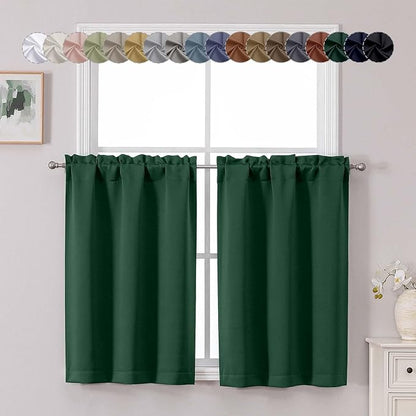 Chyhomenyc Ever Green Short Blackout Curtains 36 Inch Length, Small Kitchen by Chyhomenyc