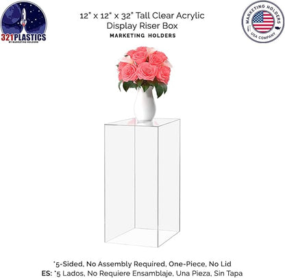 Marketing Holders Clear Acrylic Display Riser 12" x 12" x 32" No Lid Platform - Image 7