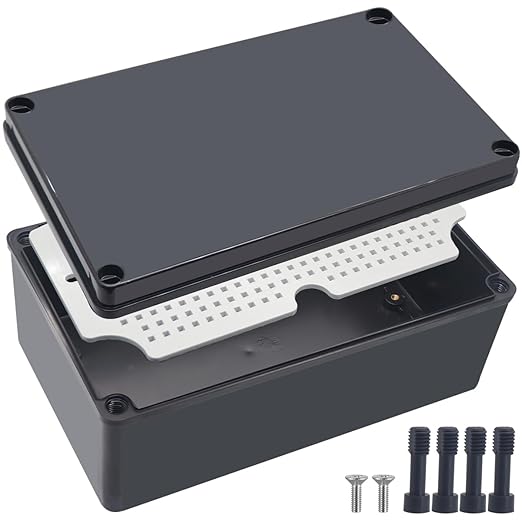 Junction Box, IP67 Waterproof ABS Black Project Box by Otdorpatio