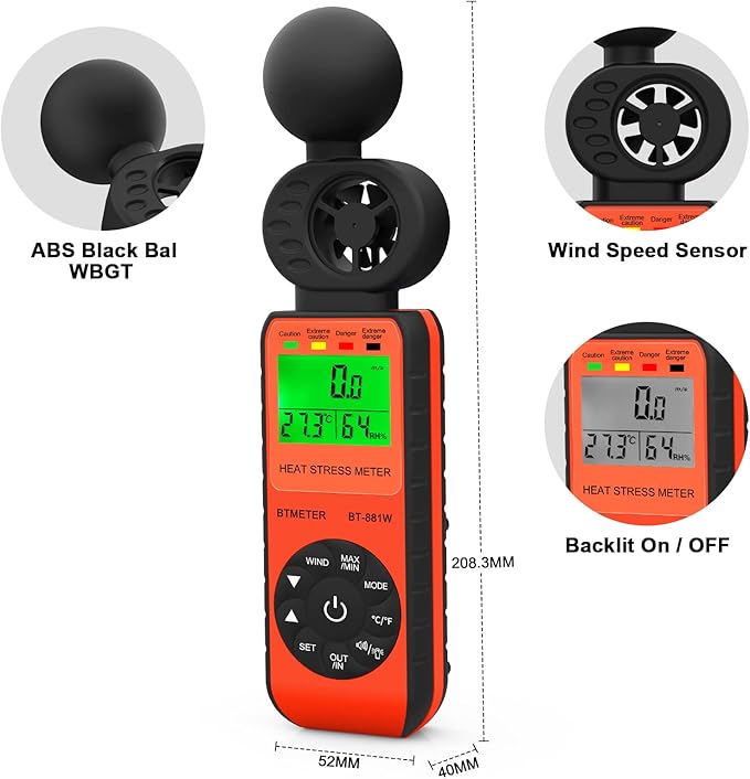 BTMETER Heat Stress Meter Anemometer - Image 5