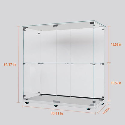 Yoluckea 2 Tiers Glass Display Cabinet - Image 2