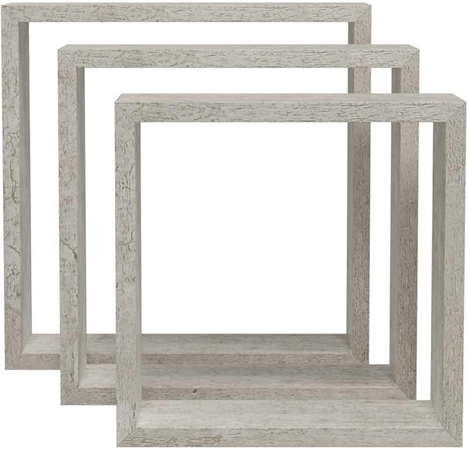 vidaXL Set of 3 Modern Wall Cube Shelves in Concrete Gray Floating Storage - Image 7