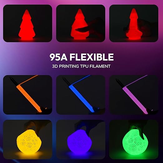 AMOLEN 95A TPU Glow in The Dark Filament Bundle, Best - Image 2