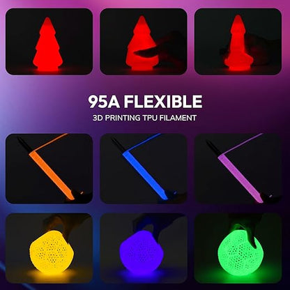 AMOLEN 95A TPU Glow in The Dark Filament Bundle, Best - Image 2