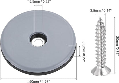 uxcell 50mm Furniture Feet Slider Glides Screw-in Chair Leg Protector Pads PTFE - Image 2