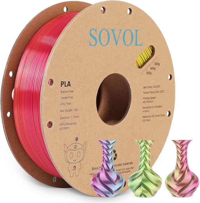 Sovol PLA Filament Silk Tri Color Co-Extrusion 1.75mm, 3D Printer Filament 1kg/ - Image 7