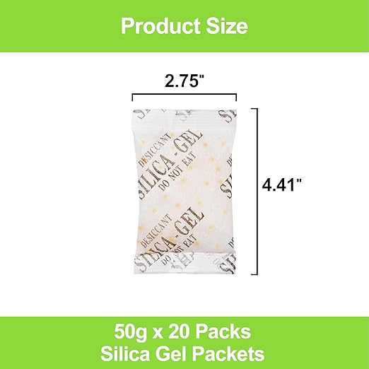 20-Pack 50g Large Silica Gel Packs – Heavy Duty Premium Reusable Moisture - Image 4