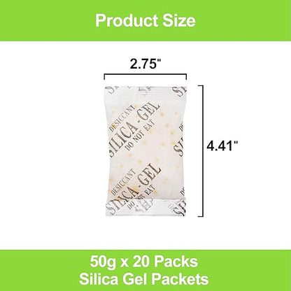 20-Pack 50g Large Silica Gel Packs – Heavy Duty Premium Reusable Moisture - Image 4