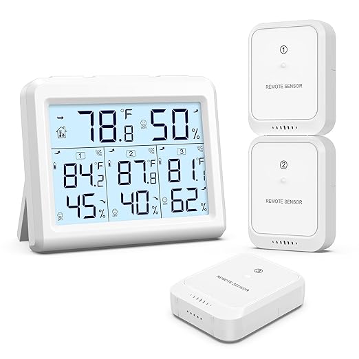 AMIR Indoor Outdoor Thermometer, 3 Channels Digital Hygrometer Thermometer by AMIR
