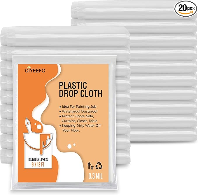 20 Pcs Plastic Sheeting Drop Cloths by Oiyeefo