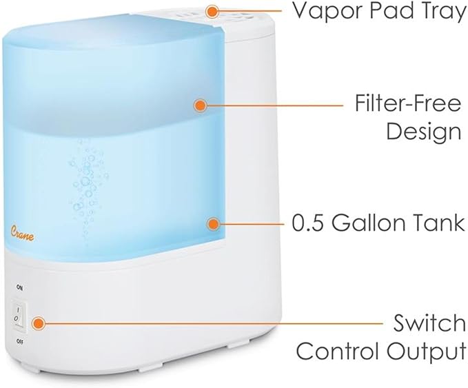 Crane Warm Mist Humidifier, Small Humidifier - Image 2