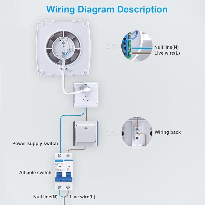 Bathroom Exhaust Fan, 6 inch Silent Ceiling and Wall Mount Ventilation Fan - Image 5