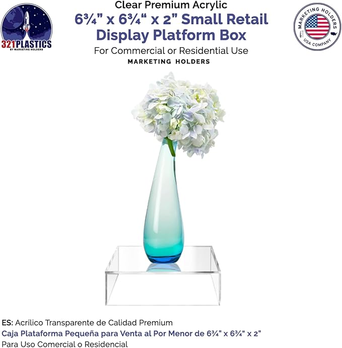 Acrylic Display Box Countertop Showcase Bin 6.75" x 6.75" x 2" Clear Lucite - Image 3
