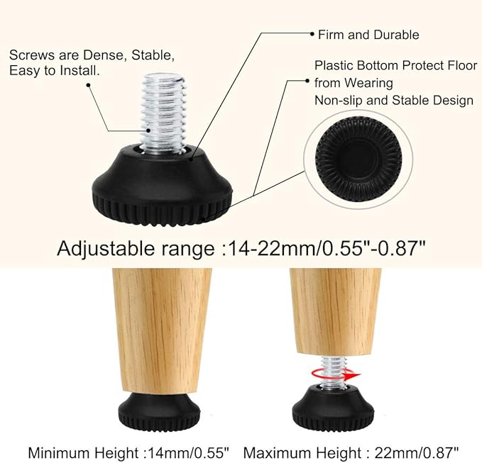 uxcell M6 x 20 x 25mm Furniture Glide Leveling Feet Adjustable Leveler Floor - Image 4