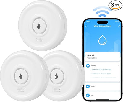 WiFi Water Leak Sensor, 100 dB Water Alarm Leak Detector, by DouevoTotalHomeSecurity