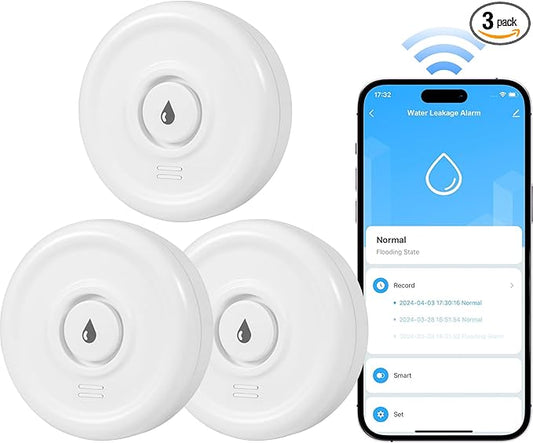 WiFi Water Leak Sensor, 100 dB Water Alarm Leak Detector, by DouevoTotalHomeSecurity