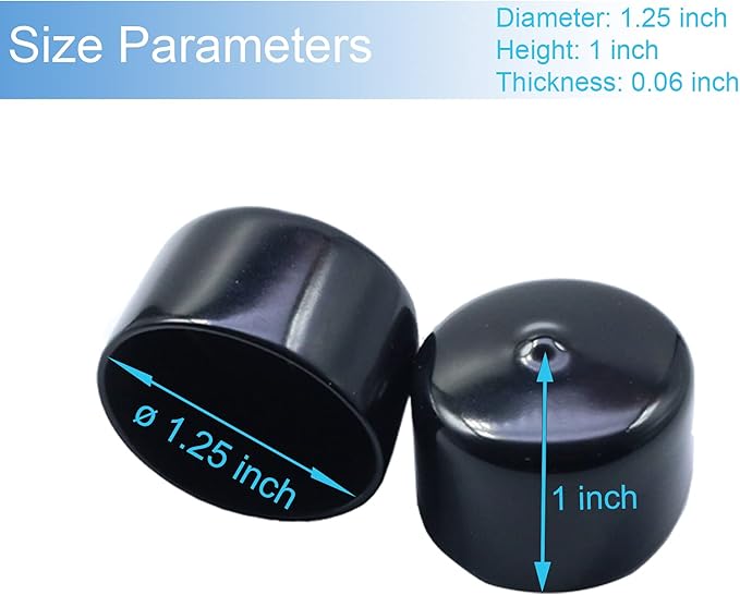 Acocony 1 1/4 Inch Rubber Cap Round 1.25 Inch Rubber End Caps PVC Flexible - Image 2