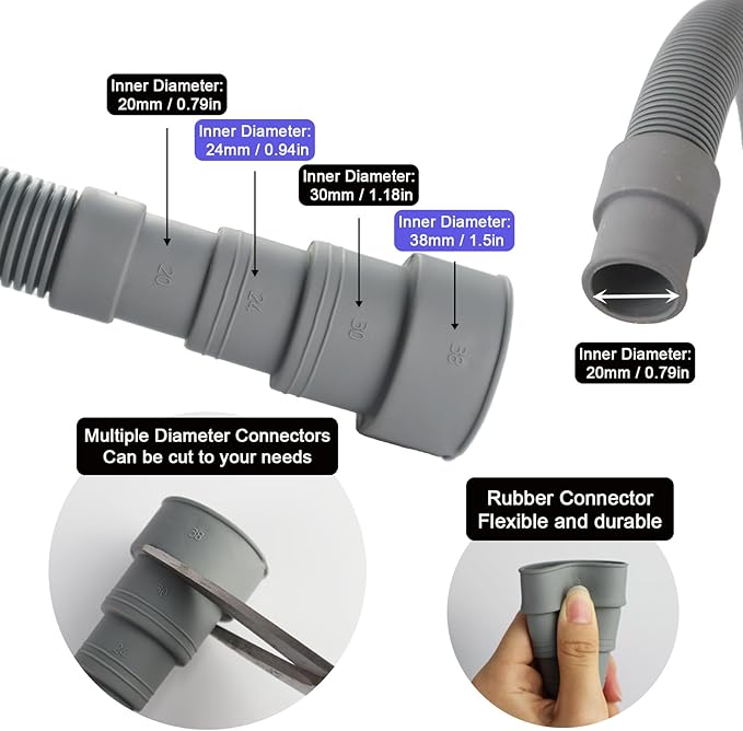 6.56 FT Universal Washing Machine Drain Hose, Drain Hose Extension Kit - Image 2