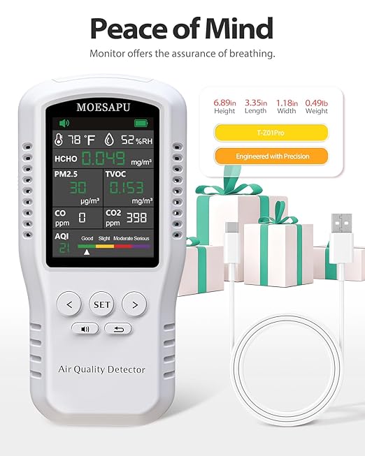 8-in-1 Air Quality Monitor, HCHO TVOC PM2.5 CO CO2 Detector, Formaldehyde Alarm - Image 9