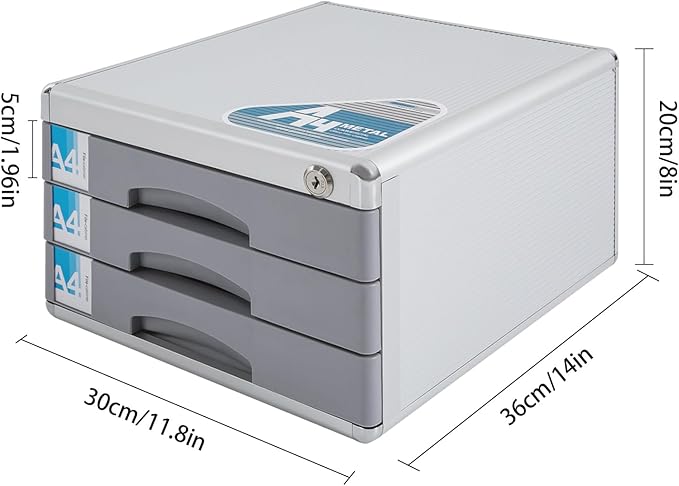 3 Tier Desktop Drawer Organizer, 3 Drawers Aluminum Alloy File Organizer - Image 3