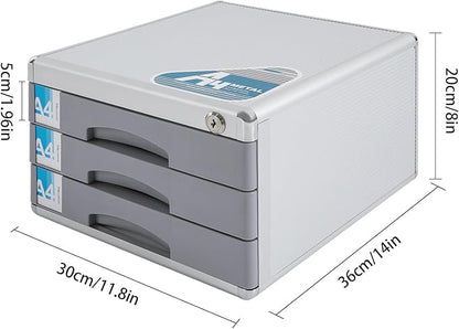 3 Tier Desktop Drawer Organizer, 3 Drawers Aluminum Alloy File Organizer - Image 3