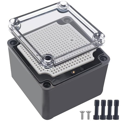Junction Box, IP67 Waterproof ABS Black Project Box Clear Cover by Otdorpatio