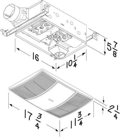 Broan-NuTone Non-Lit PowerHeat Bathroom Exhaust Fan and Heater, 110 CFM - Image 3