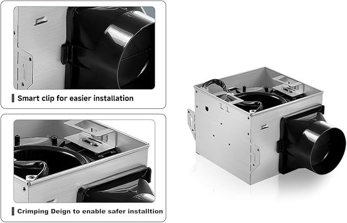 Bathroom Exhaust Fan 60 CFM 0.3 Sone, 4 Inch Duct, Quiet Energy Saving - Image 3