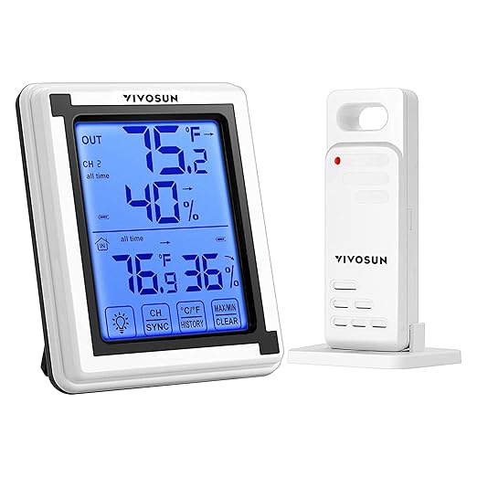 VIVOSUN Indoor Outdoor Thermometer Wireless Digital Hygrometer Temperature and by VIVOSUN