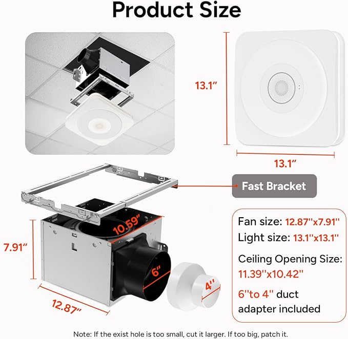OREiN 4-in-1 Matter Smart Bathroom Exhaust Fan - Image 2