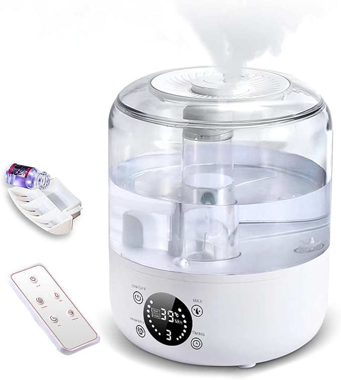 Humidifiers for Bedroom Baby, QWUE Top Fill 3L Humidifier Large Room, 28dB by QWUE