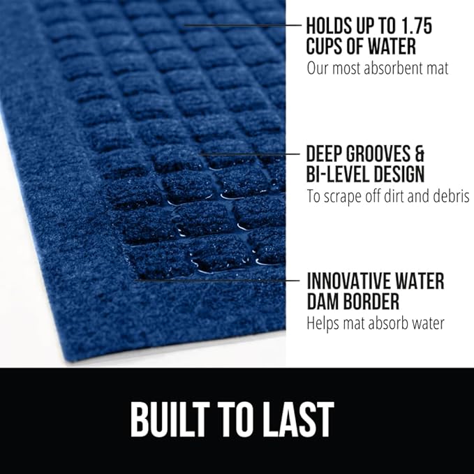 GORILLA GRIP Front Door Mat, Indoor Outdoor Ultra Absorbent HydroAbsorb Doormat - Image 2