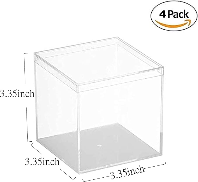 Acrylic Box Clear Boxes with Lid 4 Pieces Display Case Graduation Candy Box - Image 2