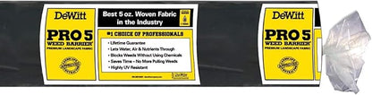 Dewitt 4-Pack Pro-5 Weed Barrier Fabric 5 oz, 3 x 250 Feet – Heavy-Duty Woven by DeWitt