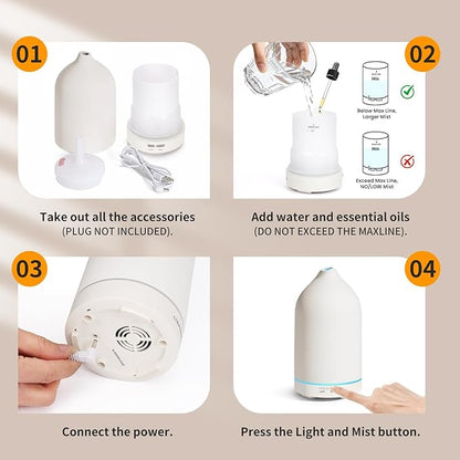 URPOWER 120ML Essential Oil Diffuser Ceramic Aromatherapy Diffuser - Image 7