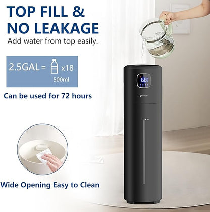 Large Humidifiers for Bedroom, 9L/2.5Gal Ultrasonic Cool Mist, Top Fill Easy - Image 3