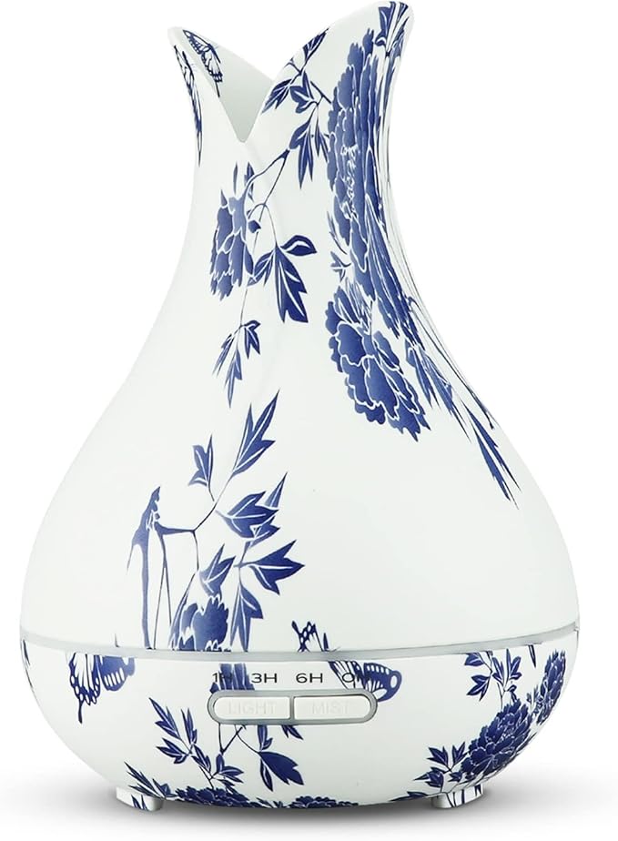 Oriental Blue-and-White Floral Pattern Grain Aroma Diffuser Ultrasonic Cool by U-MATE