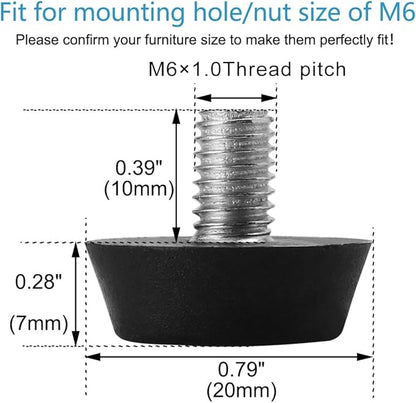 uxcell M6 x 10 x 20mm Furniture Glide Leveling Feet Adjustable Leveler Floor - Image 2