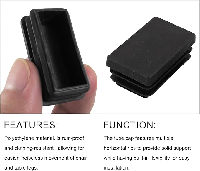METALLIXITY Rectangle End Caps 2Pcs, Plastic Rectangle Tube Inserts Threaded - Image 4
