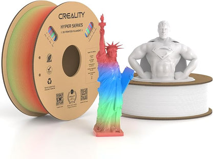 Official Creality Hyper PLA Filament 1.75mm White & Rainbow 2KG, 30-600mm/s by Creality