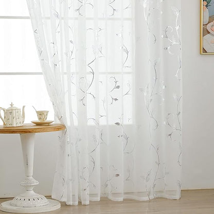 BUHUA White Sheer Curtains 84 Inch Length Semi - Image 7