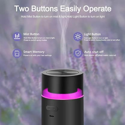 HODEMI Portable Smart Car Essential Oil Diffuser, Cordless Mini Cold Mist - Image 5