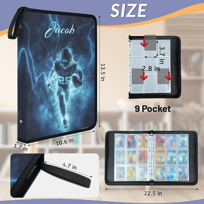 Custom Name 9 Pockets Football Card Binder, Personalized Rugby Trading Card - Image 3
