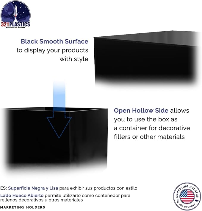 2 Pack Acrylic Box Display Riser 12 x 12 x 9 Inch Black Storage Caddy - Image 5