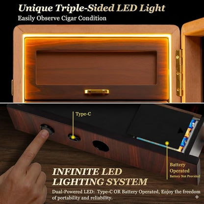 Desktop Cigar Humidor Cabinet Triple-Sided Light - Image 4