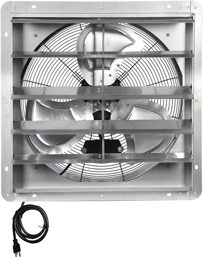 KEN BROWN 20 Inch Shutter Exhaust Fan, Gable Vent Fan, Wall Mount Ventilation by KENBROWN