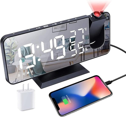 Projection Alarm Clock for Bedrooms Ceiling, Digital Clock Radio by Hanaix
